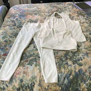 3 piece Fabletics workout set Cream colored